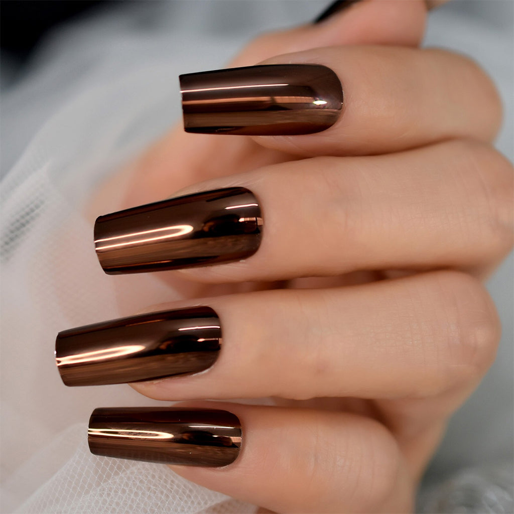 Brown Chrome Nails