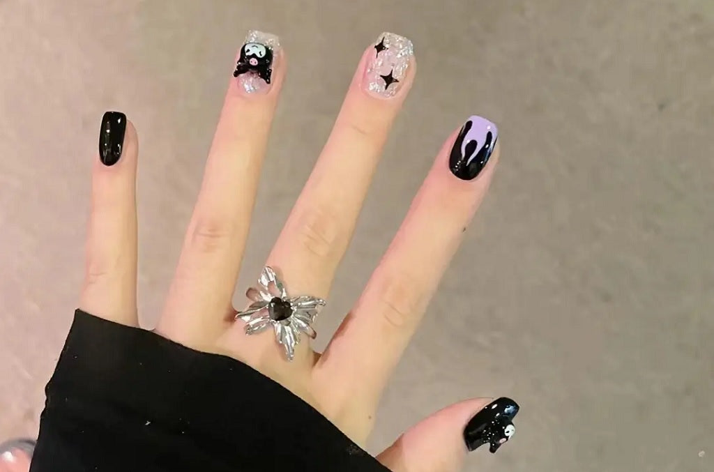 Rebel Cute Kuromi Nails for the Goth Kawaii Soul | Lavis Dip