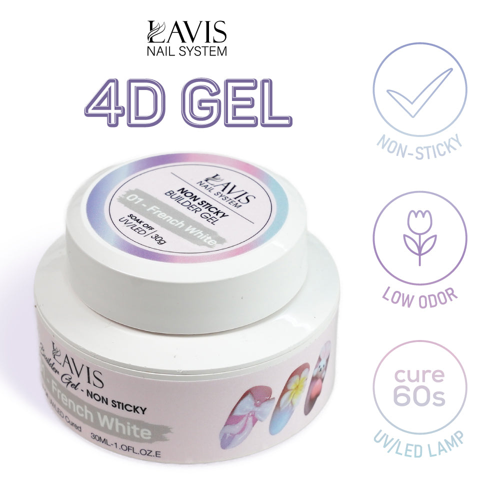 LAVIS Builder Gel Jar Non Sticky - 01 French White 30g