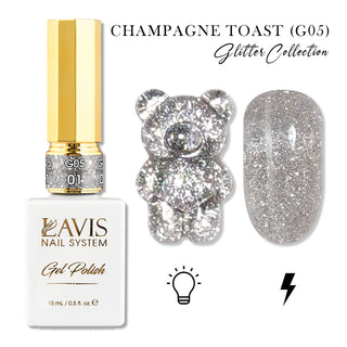 LAVIS Glitter G05 - 01 - Gel Polish 0.5oz - Champagne Toast Glitter Collection
