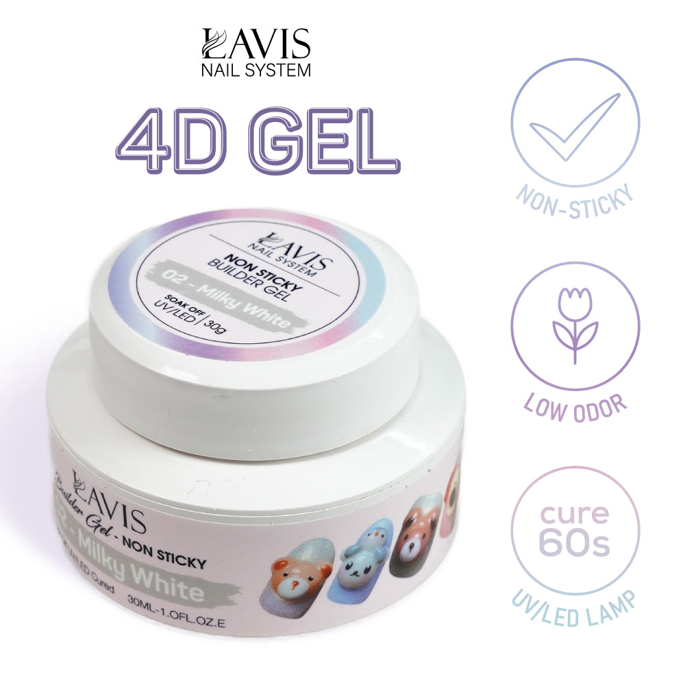 LAVIS Builder Gel Jar Non Sticky - 02 Milky White 30g