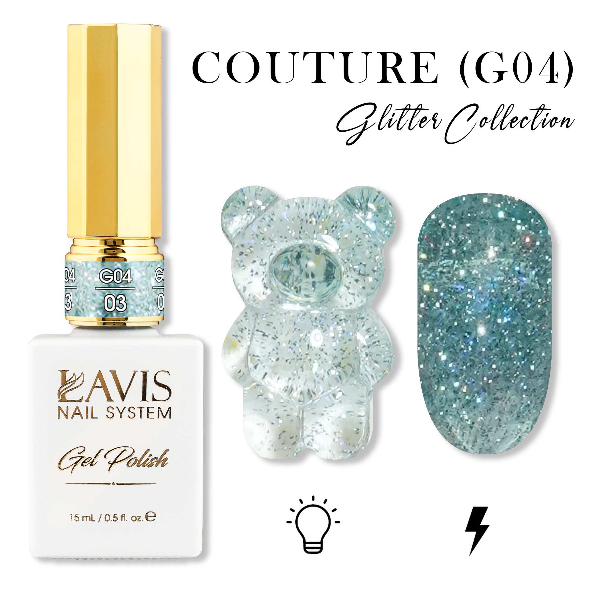 LAVIS Glitter G04 - 03 - Gel Polish 0.5 oz - Couture Collection