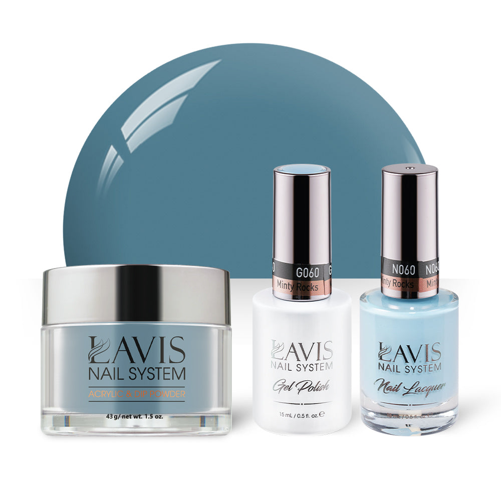 LAVIS 3 in 1 - 060 Minty Rocks - Acrylic & Dip Powder, Gel & Lacquer