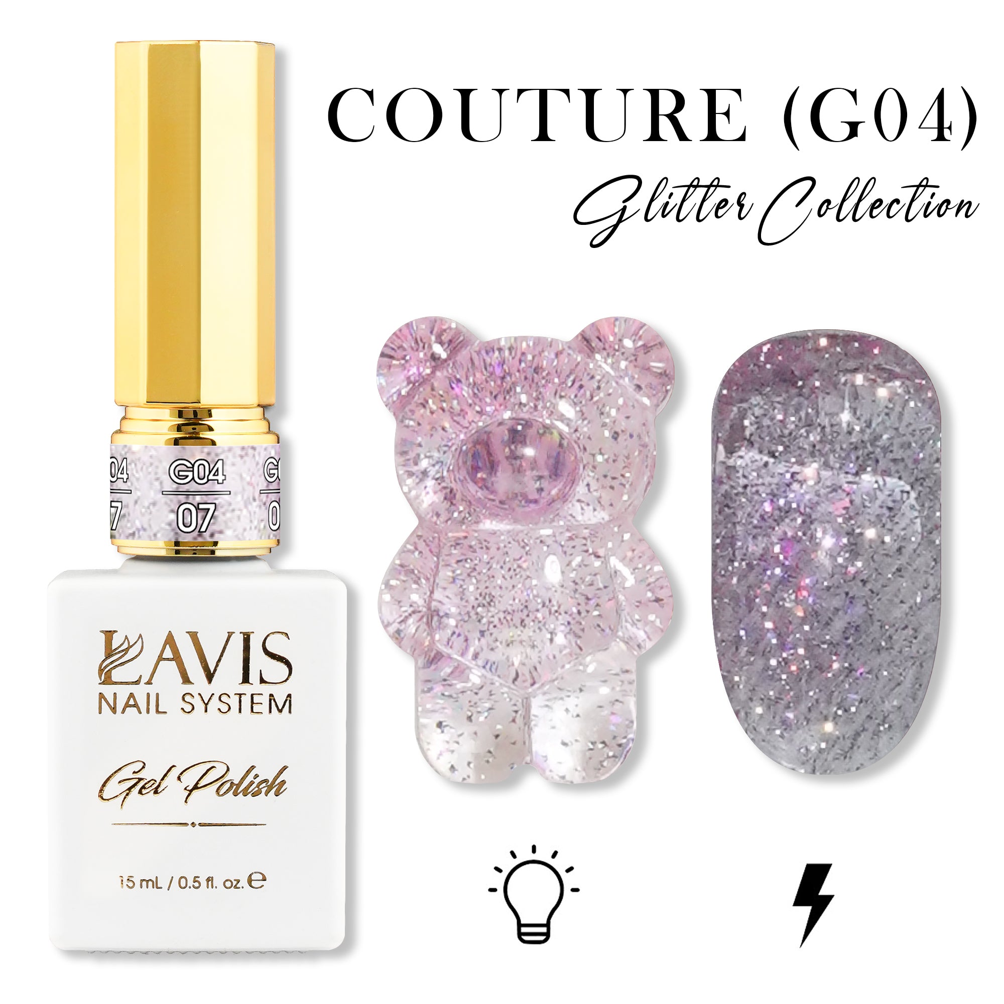 LAVIS Glitter G04 - 07 - Gel Polish 0.5 oz - Couture Collection