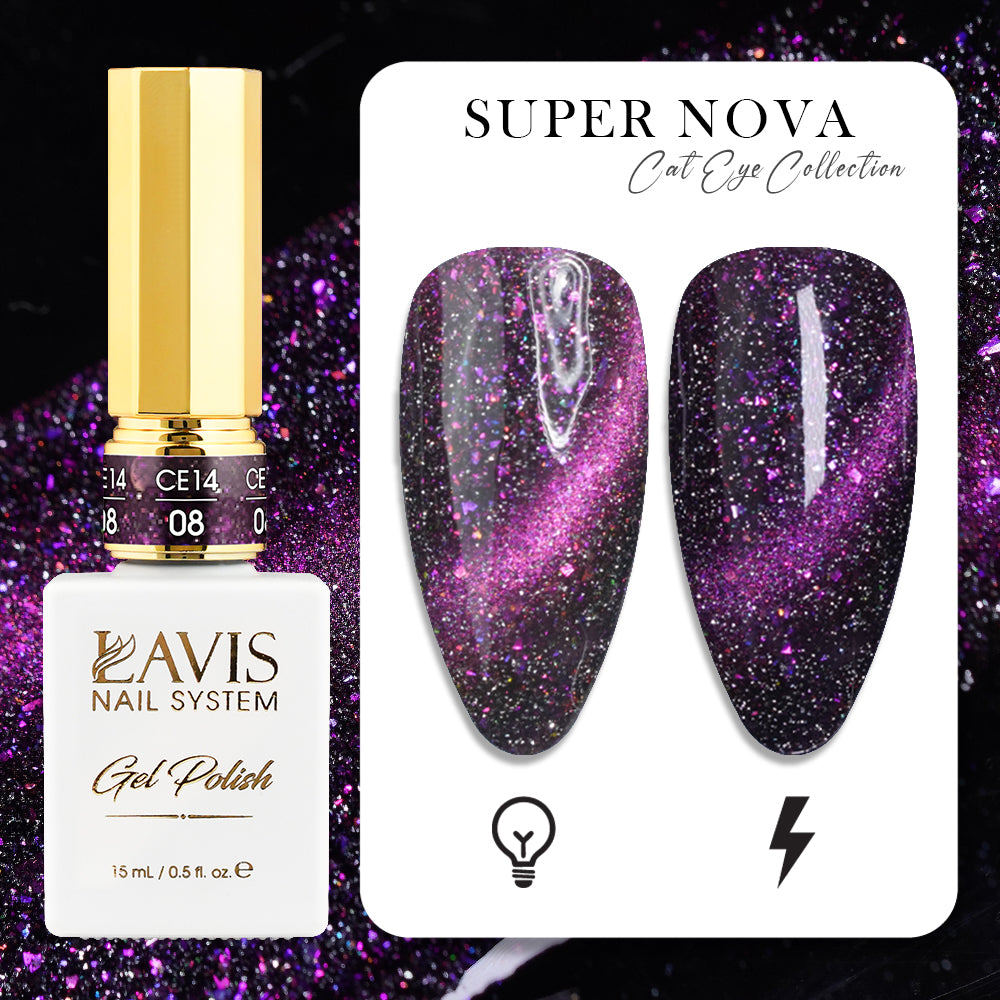 LAVIS Cat Eyes CE14 - 08 - Gel Polish 0.5 oz - Super Nova Collection