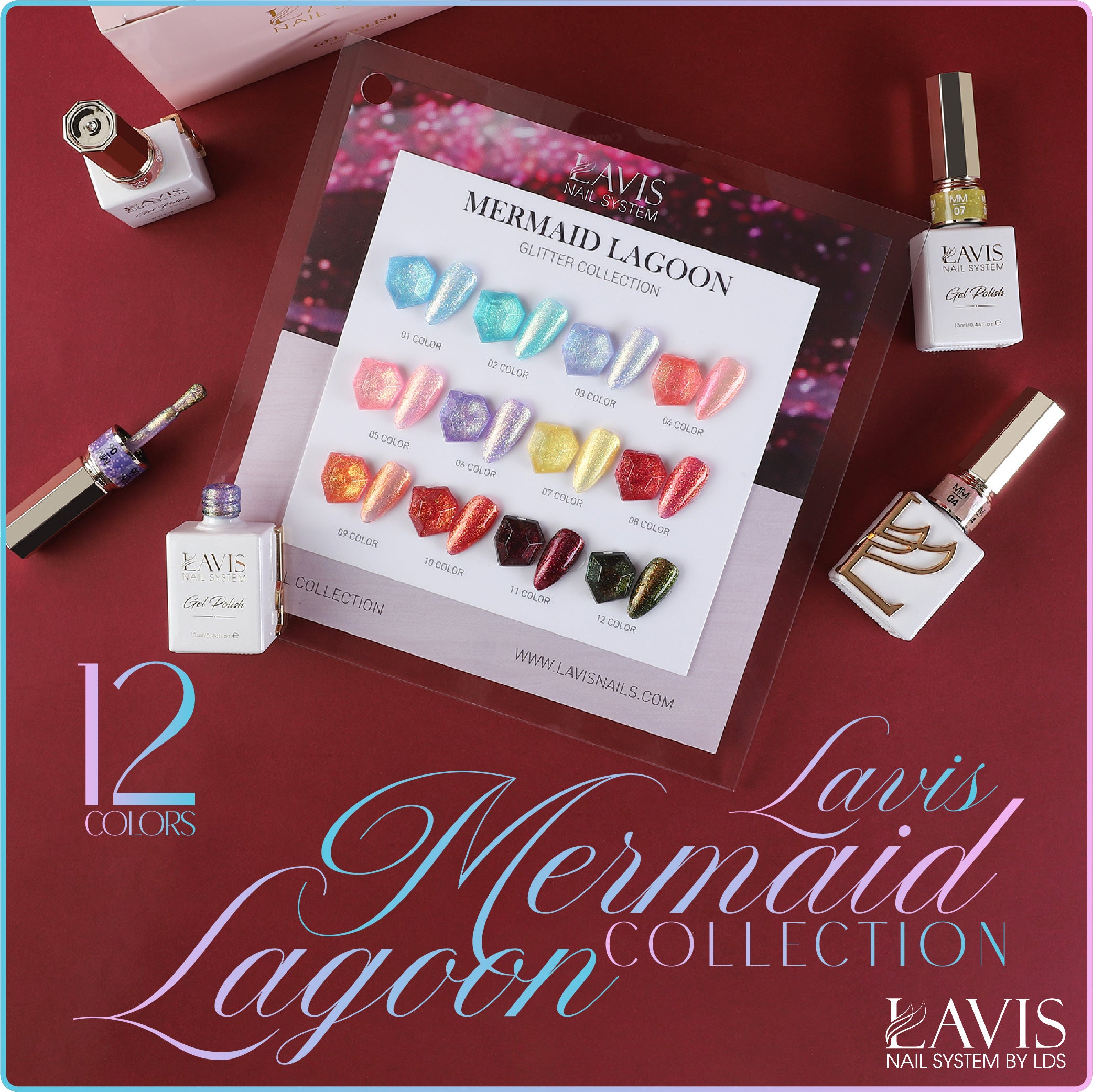 LAVIS MM08 - Gel Polish 0.5oz - Mermaid Lagoon Glitter Collection