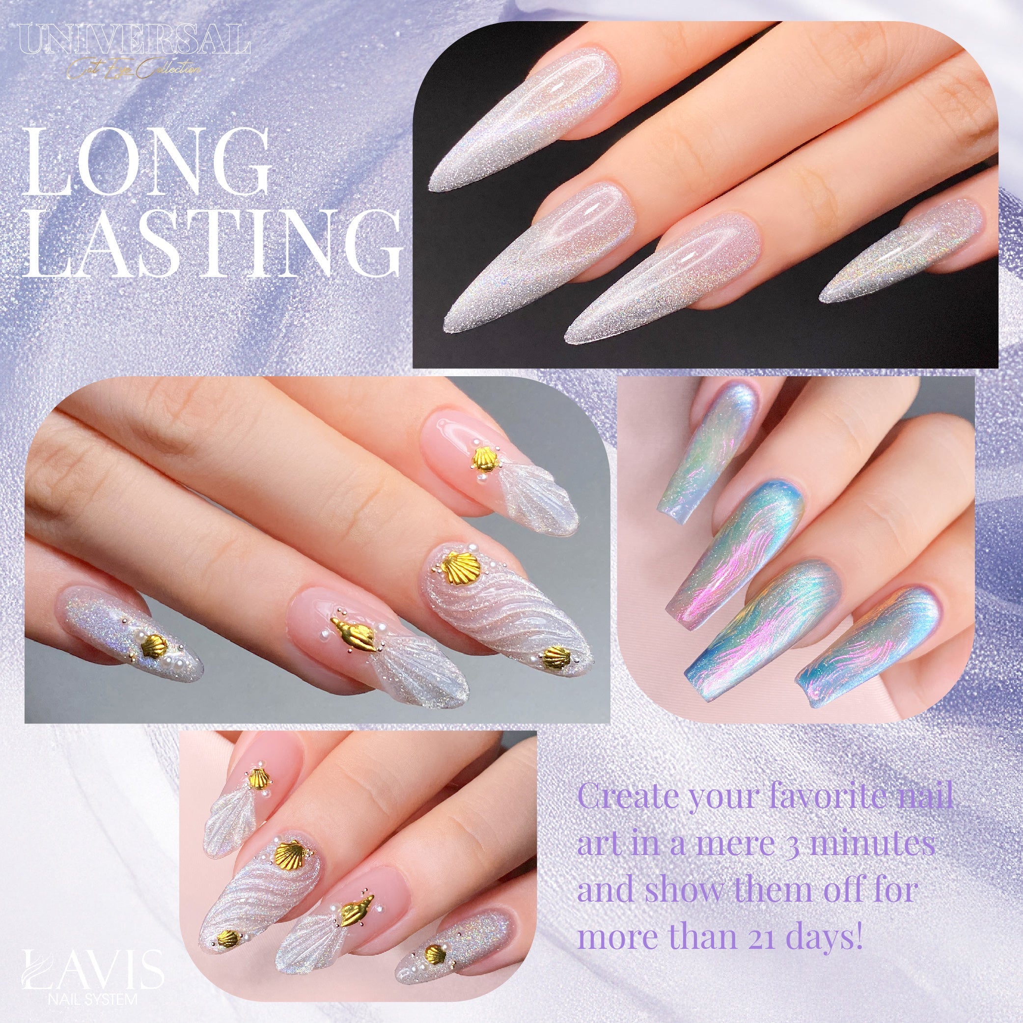  LAVIS Set 6 Colors Crystal Cat Eye Gel - Universal Cat Eye Collection by LAVIS NAILS sold by DTK Nail Supply