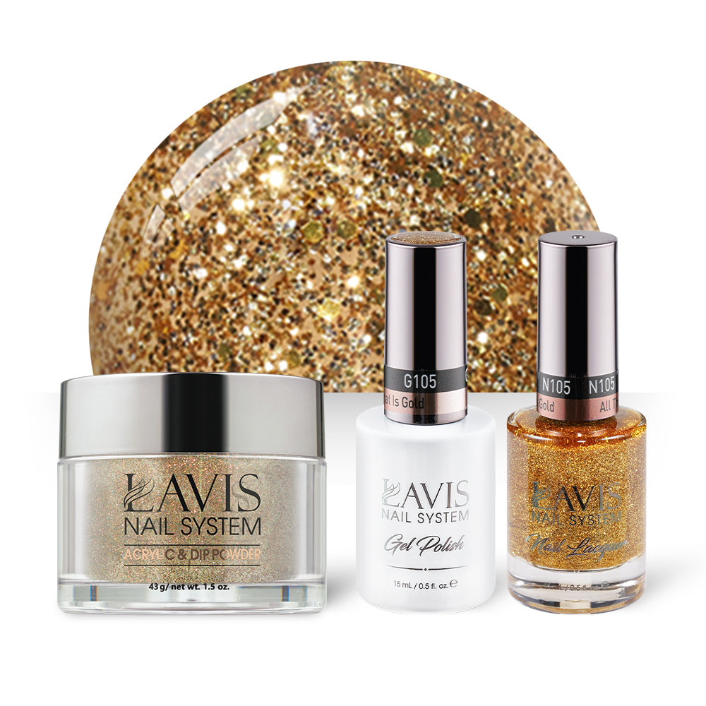 LAVIS 3 in 1 - 105 All That Is Gold - Acrylic & Dip Powder, Gel & Lacquer