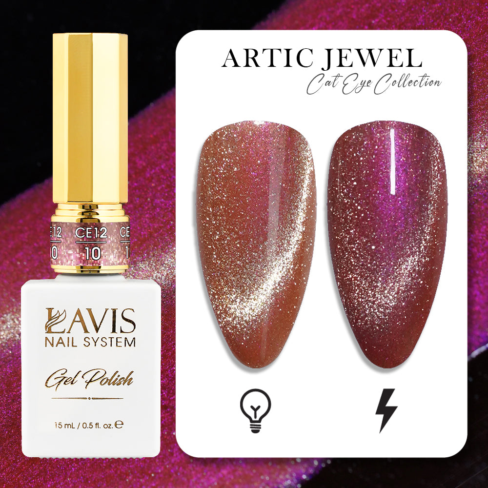 LAVIS Cat Eyes CE12 - 10 - Gel Polish 0.5 oz - Artic Jewel Collection