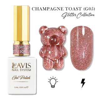 LAVIS Glitter G05 - 10 - Gel Polish 0.5oz - Champagne Toast Glitter Collection