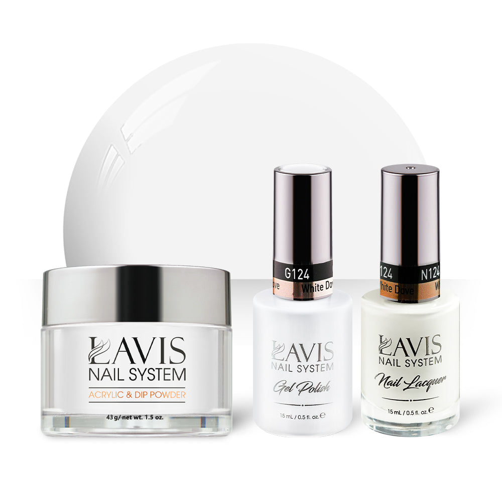 LAVIS 3 in 1 - 124 White Dove - Acrylic & Dip Powder, Gel & Lacquer