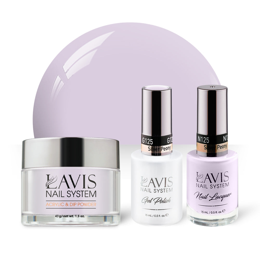 LAVIS 3 in 1 - 125 Silver Peony - Acrylic & Dip Powder, Gel & Lacquer