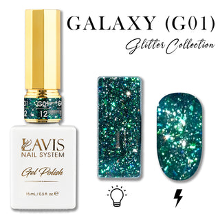 LAVIS Glitter G01 - 12 - Gel Polish 0.5 oz - Galaxy Collection