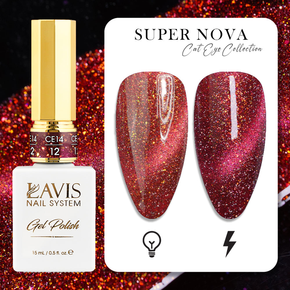 LAVIS Cat Eyes CE14 - 12 - Gel Polish 0.5 oz - Super Nova Collection