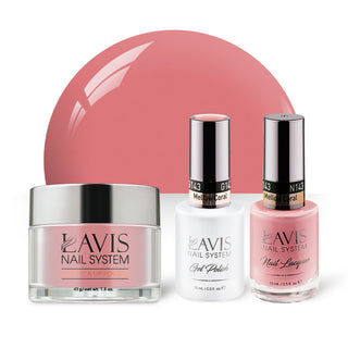 LAVIS 3 in 1 - 143 Mellow Coral - Acrylic & Dip Powder, Gel & Lacquer