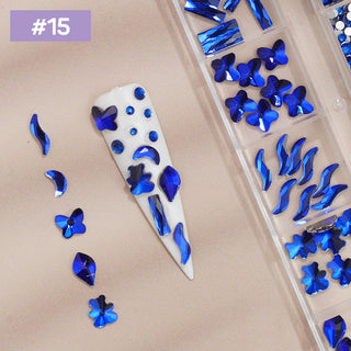12 Grids Flat Diamonds Rhinestones #15 Blue
