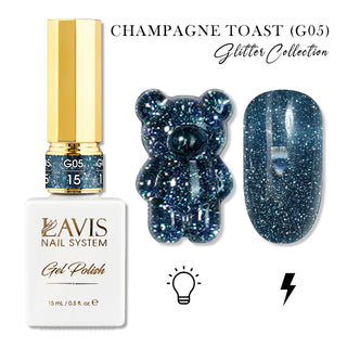 LAVIS Glitter G05 - 15 - Gel Polish 0.5oz - Champagne Toast Glitter Collection