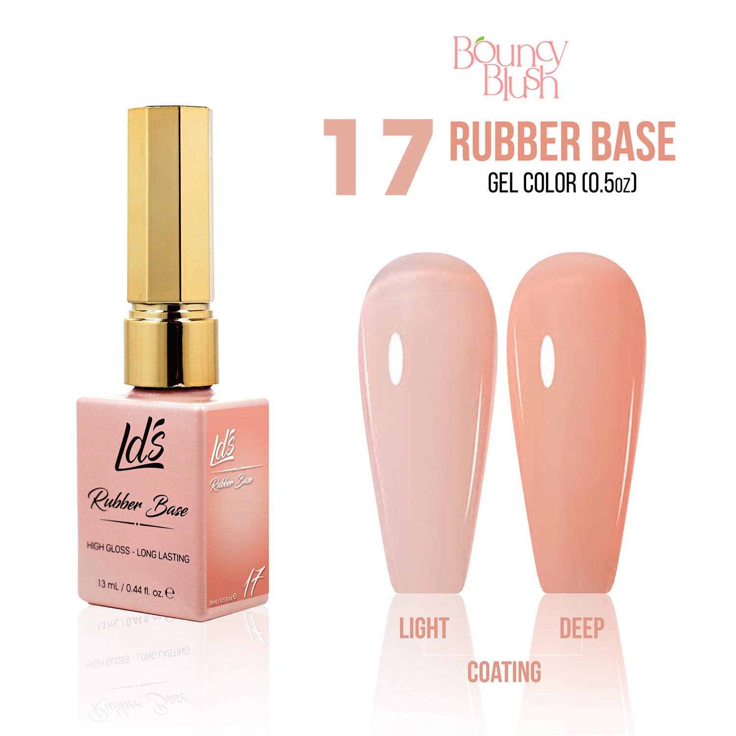 LDS Rubber Base Gel - RB-17 - GEL POLISH 0.5 OZ - Bouncy Blush Collection