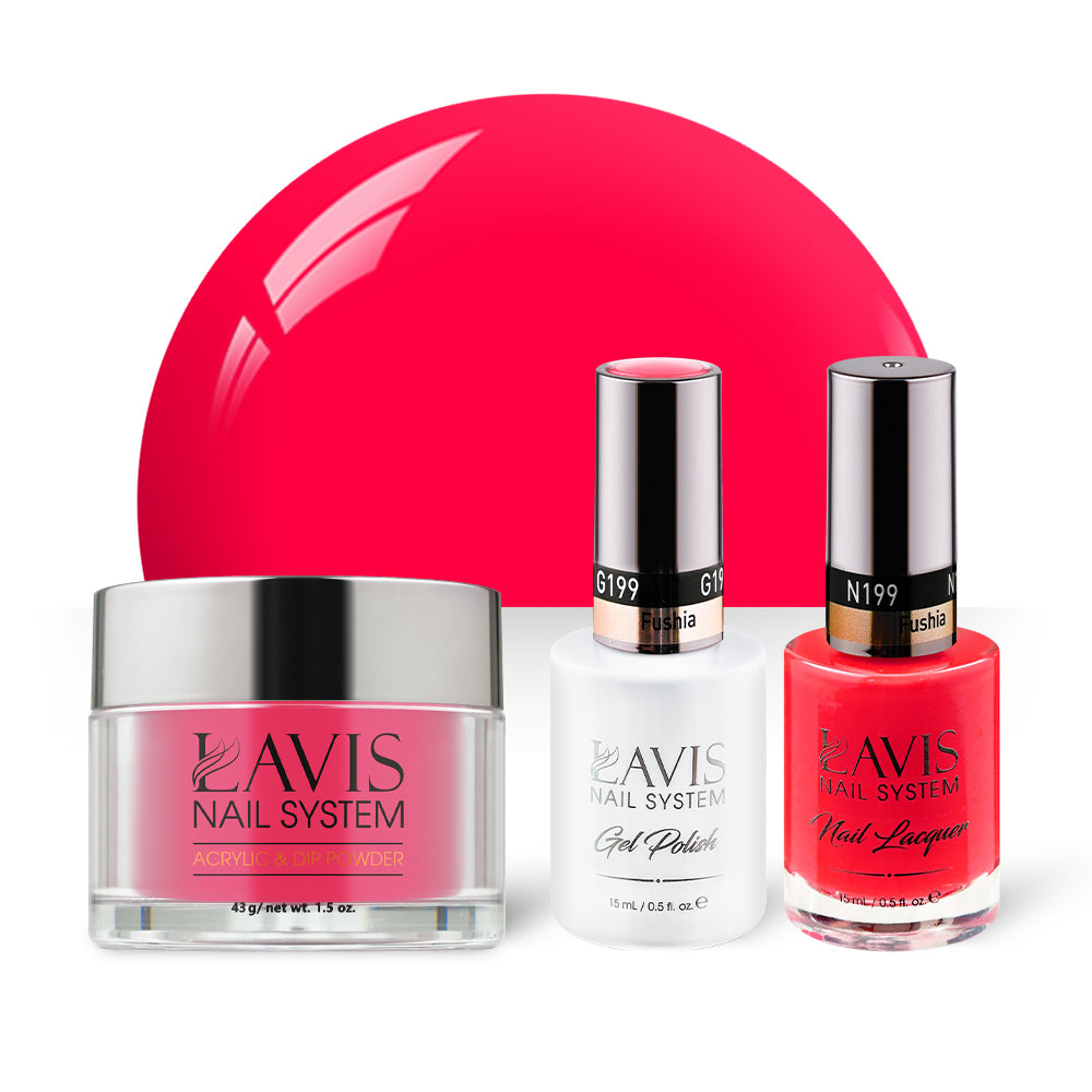 LAVIS 3 in 1 - 199 Fushia - Acrylic & Dip Powder, Gel & Lacquer