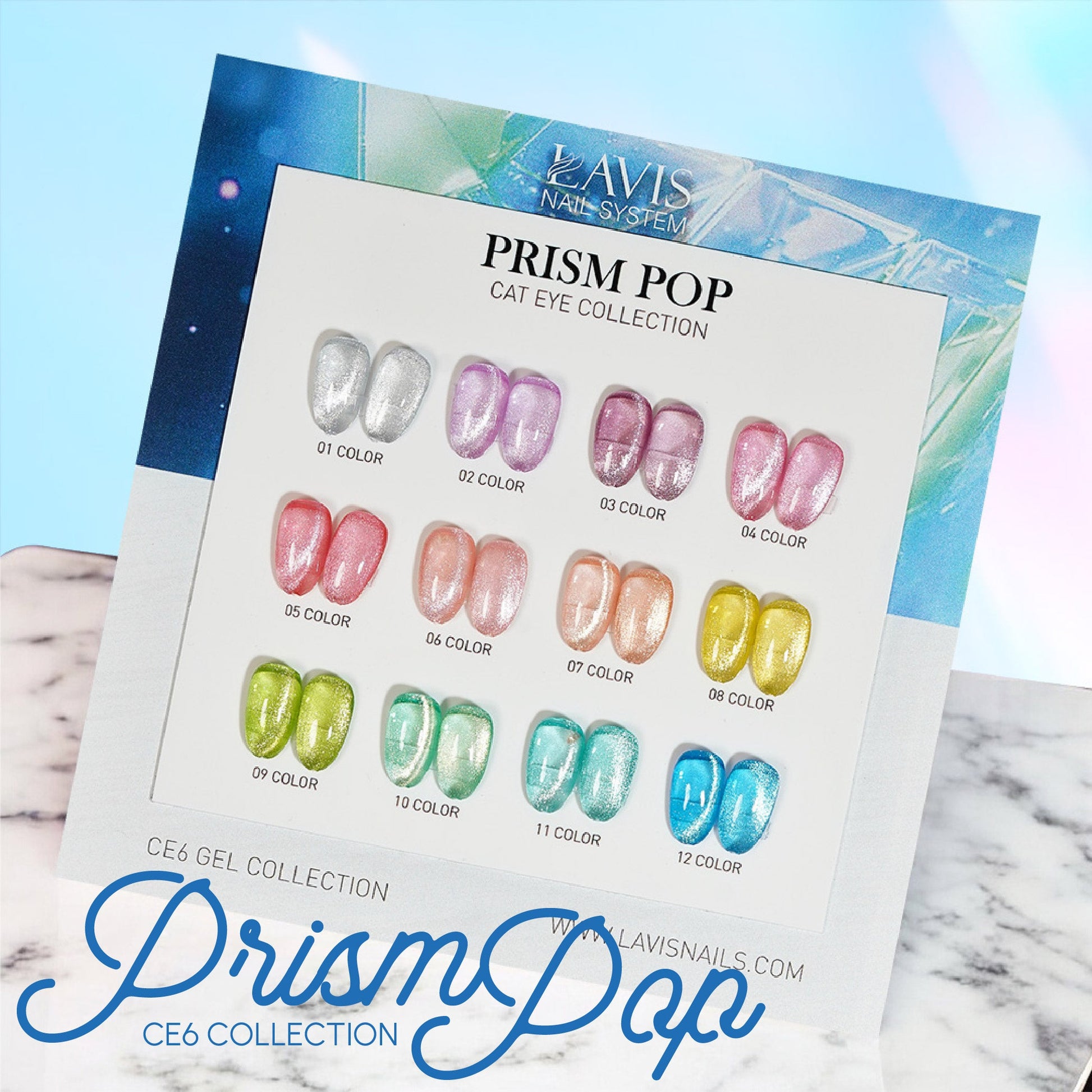 LAVIS Cat Eyes CE6 - Set 12 Colors (Ver2)- Gel Polish 0.5 oz - Prism Pop Collection