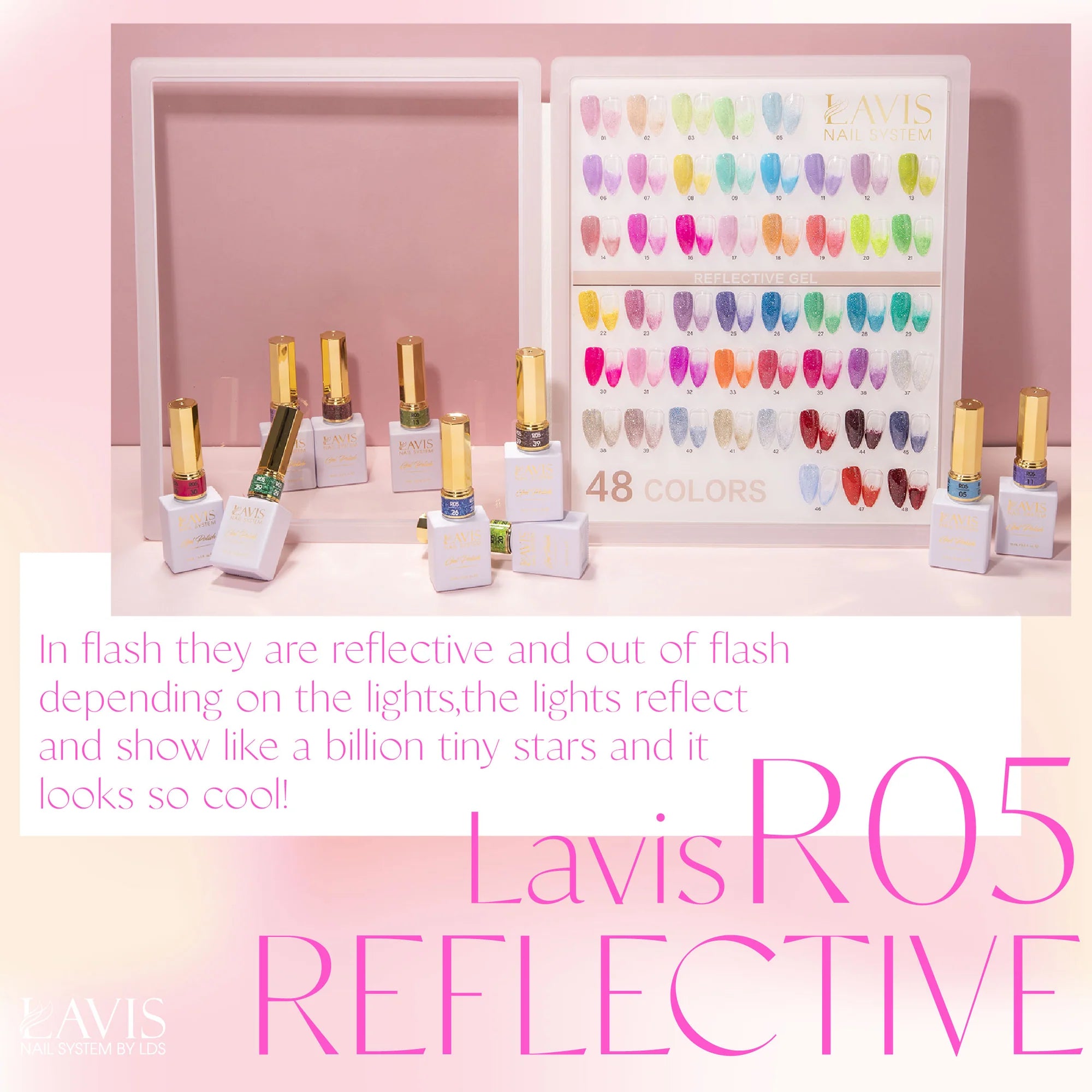 LAVIS Reflective R05 - Set 12 Colors (01-12) - Gel Polish 0.5 oz - Blossom Bass Reflective Collection