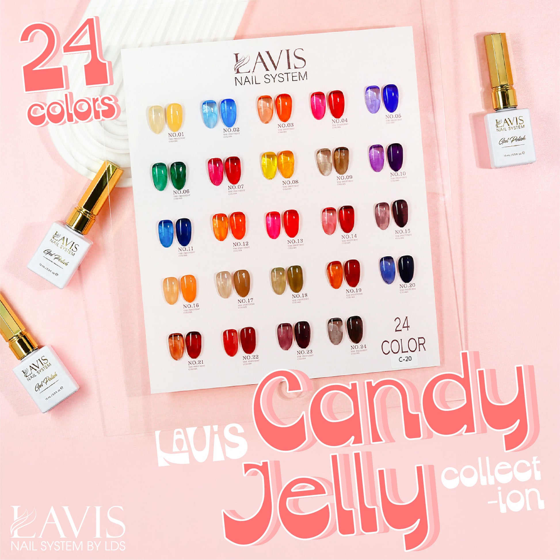 LAVIS J02-20 - Gel Polish 0.5oz - Candy Jelly Collection
