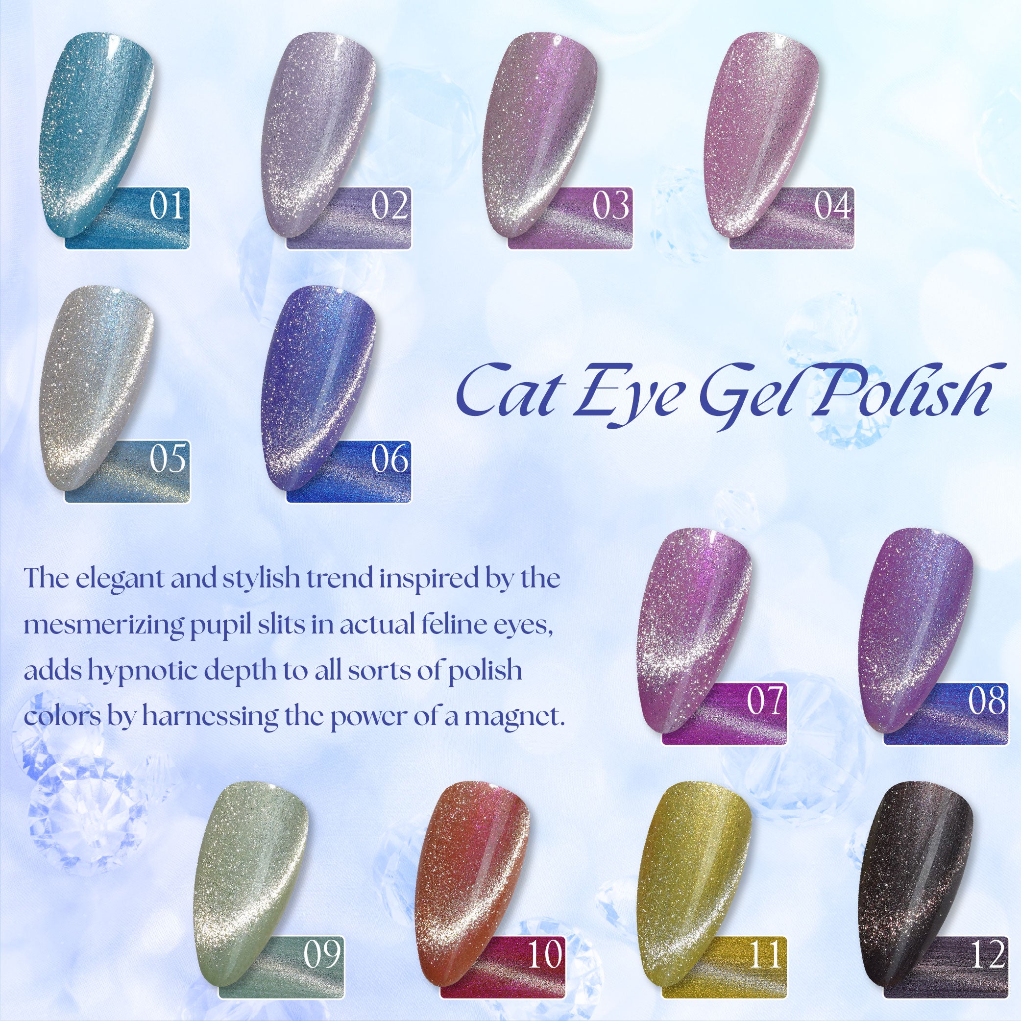 LAVIS Cat Eyes CE12 - 10 - Gel Polish 0.5 oz - Artic Jewel Collection