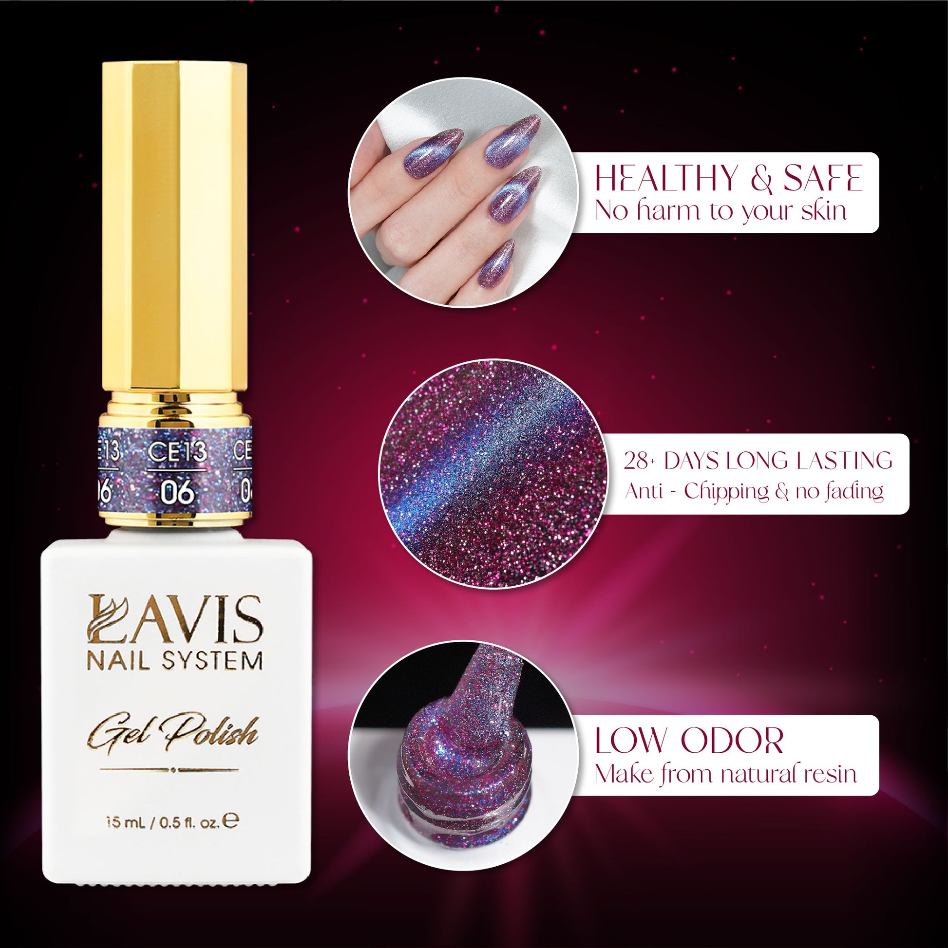 LAVIS Cat Eyes CE13 - 01 - Gel Polish 0.5 oz - Luminous Sky Collection