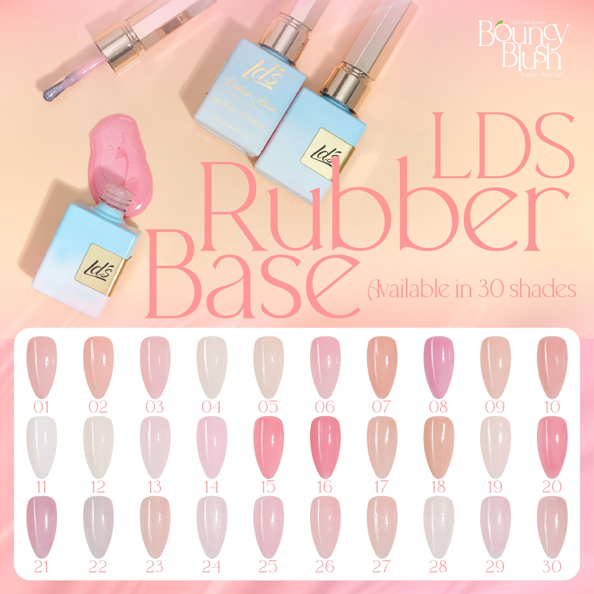 LDS Rubber Base Gel - RB-03 - GEL POLISH 0.5 OZ - Bouncy Blush Collection