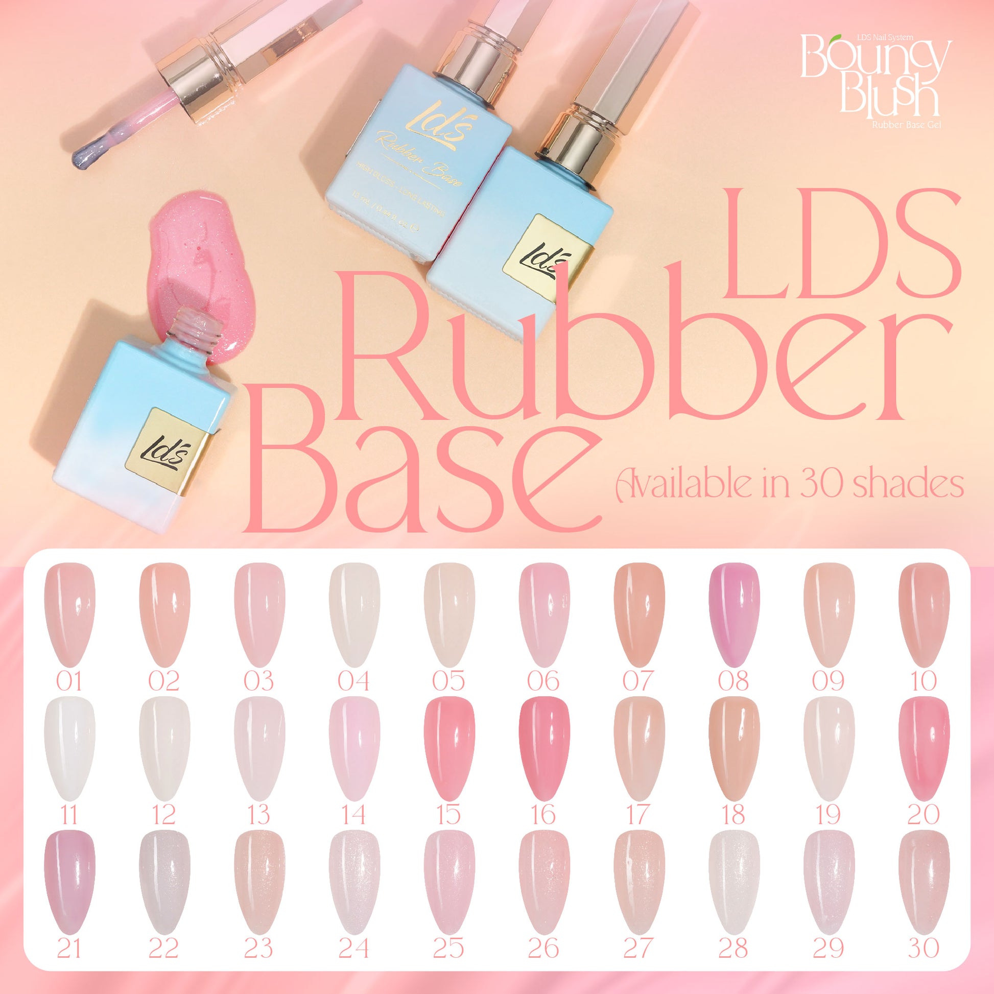 LDS Rubber Base Gel - RB-30 - GEL POLISH 0.5 OZ - Bouncy Blush Collection