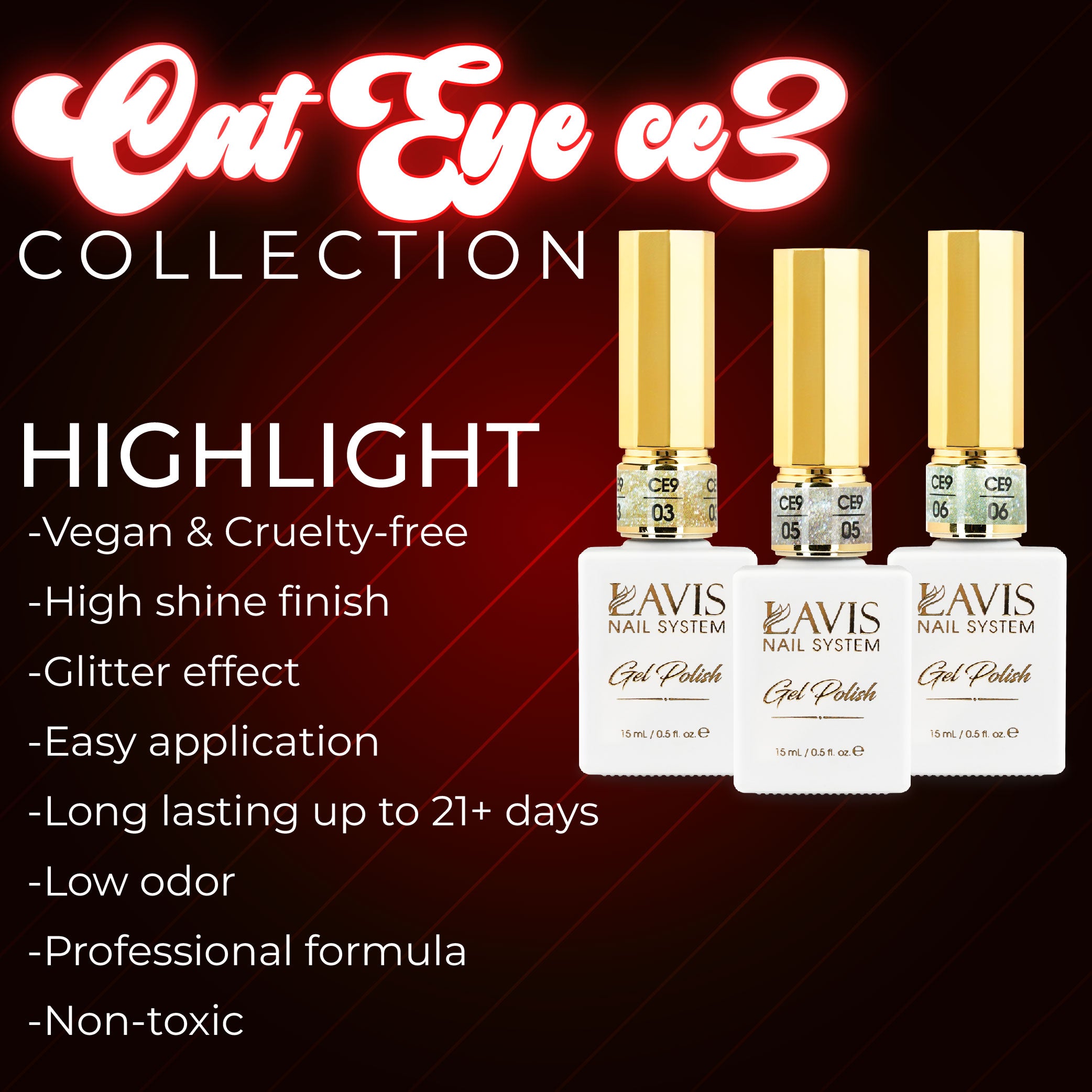 LAVIS Cat Eyes CE3 - 12 - Gel Polish 0.5 oz - Tropical Candy