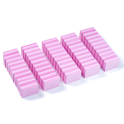 50Pcs Pink Nail Polish Sanding Buffer Strips Nail Double-sided Mini