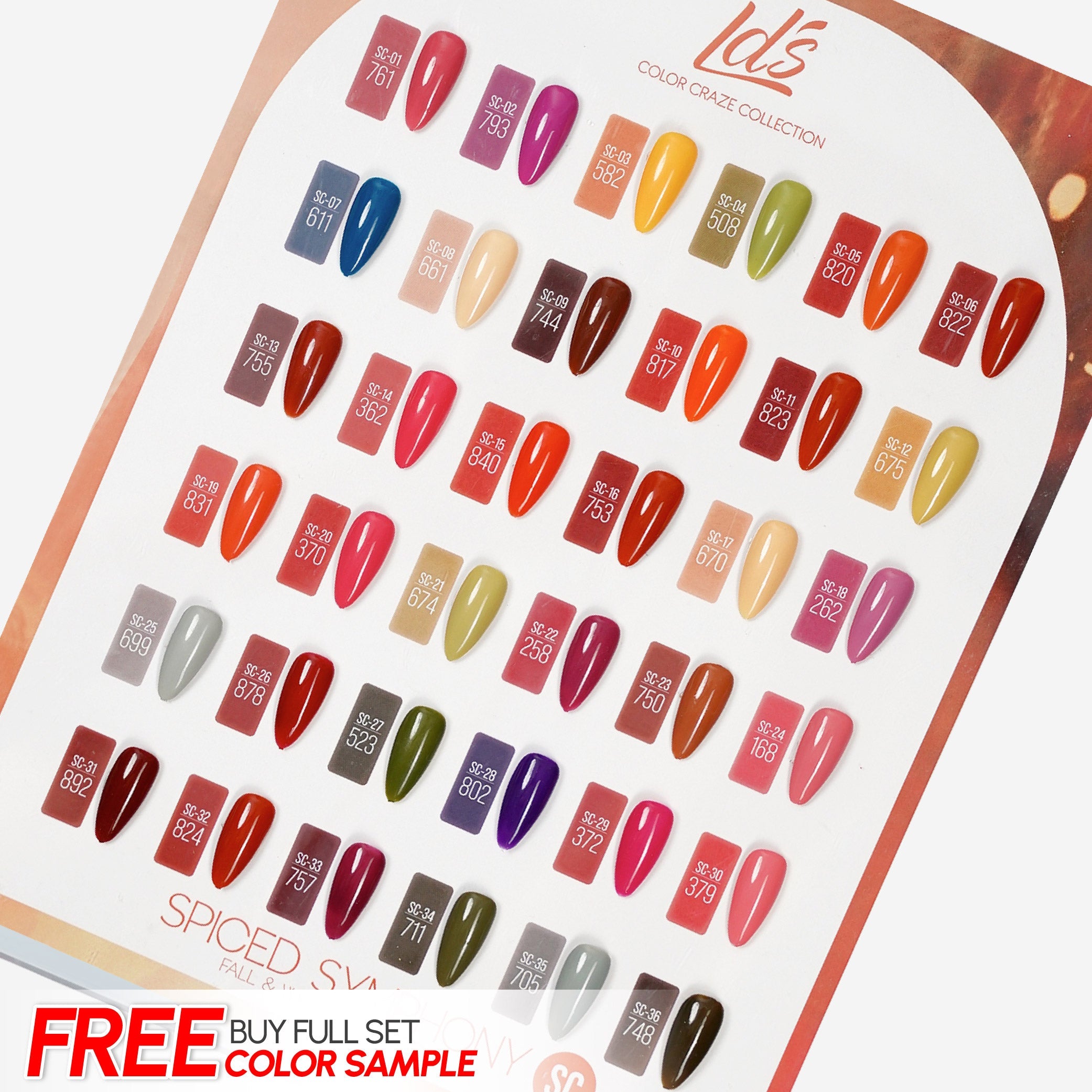 LDS Set of 36 Gel Polish (0.5oz) - Spiced Symphony Fall & Winter Collection