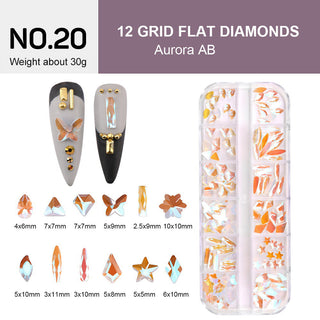 12 Grids Flat Diamonds Rhinestones #20 Aurora AB