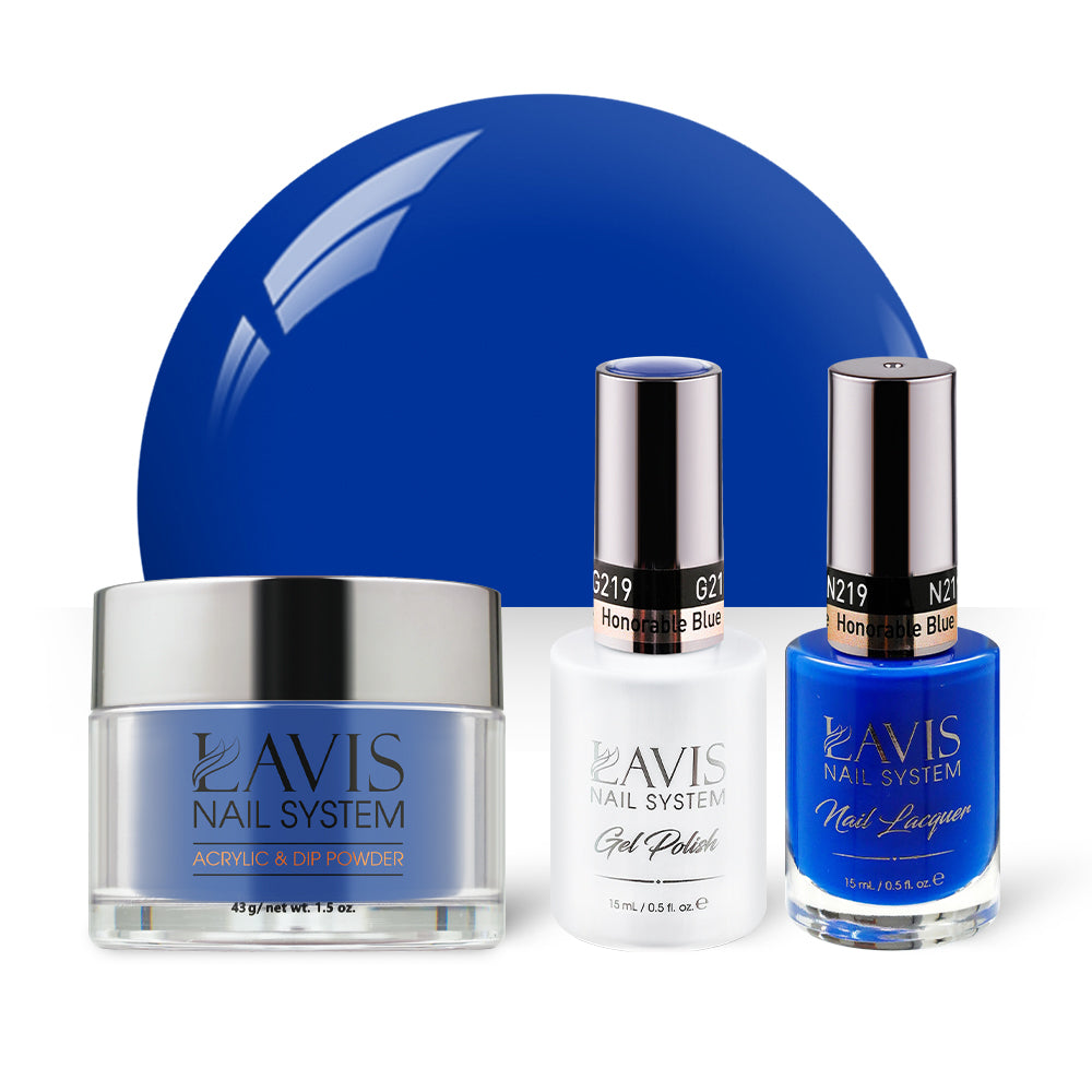 LAVIS 3 in 1 - 219 Honorable Blue - Acrylic & Dip Powder, Gel & Lacquer