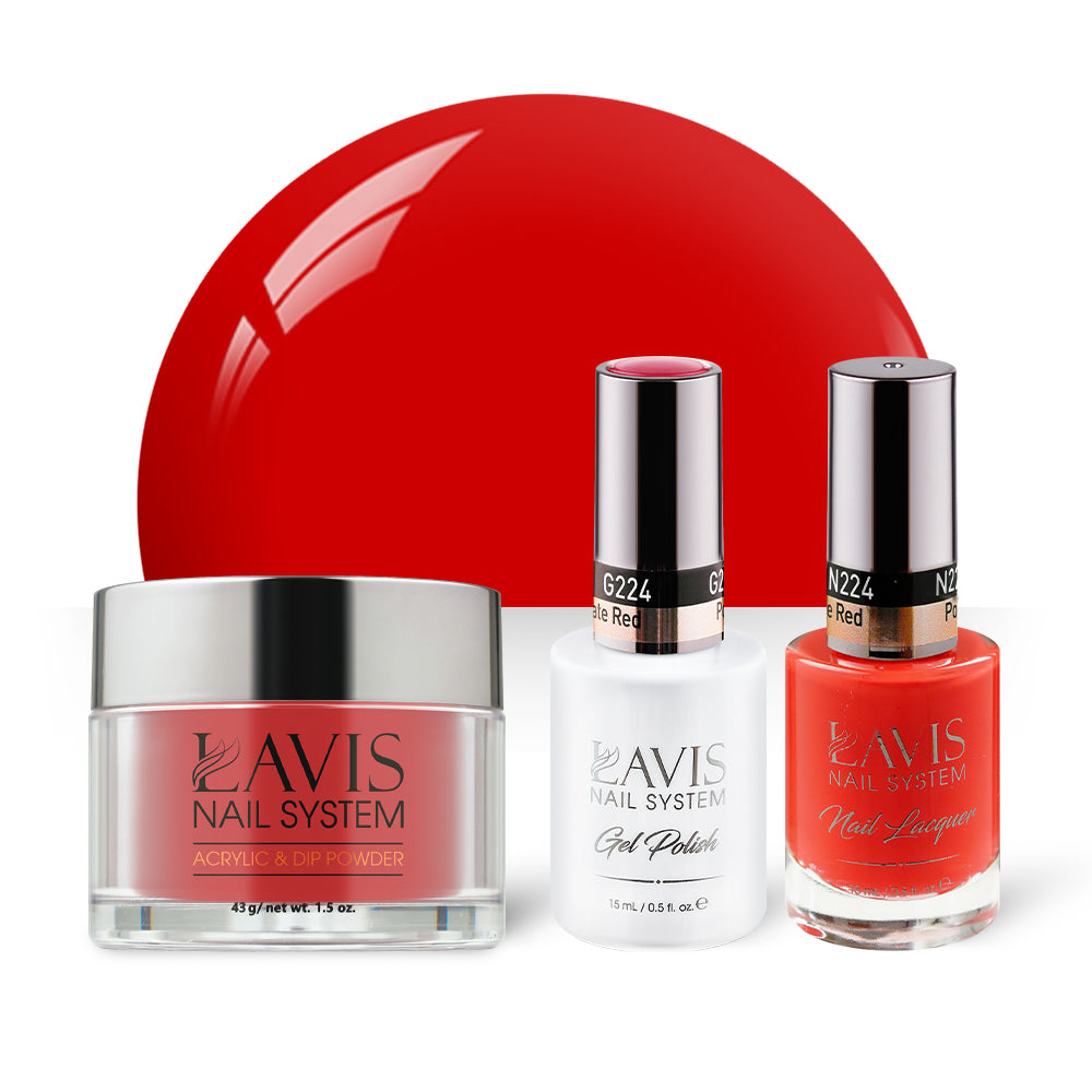 LAVIS 3 in 1 - 224 Pomegranate Red - Acrylic & Dip Powder, Gel & Lacquer