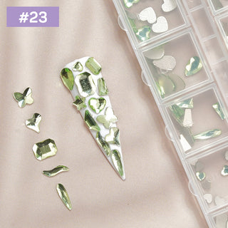 12 Grids Flat Diamonds Rhinestones #23 Light Green
