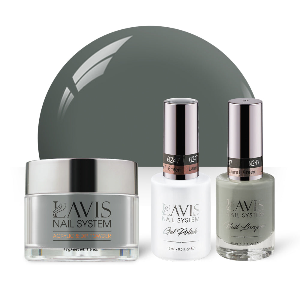 LAVIS 3 in 1 - 247 Laurel Green - Acrylic & Dip Powder, Gel & Lacquer