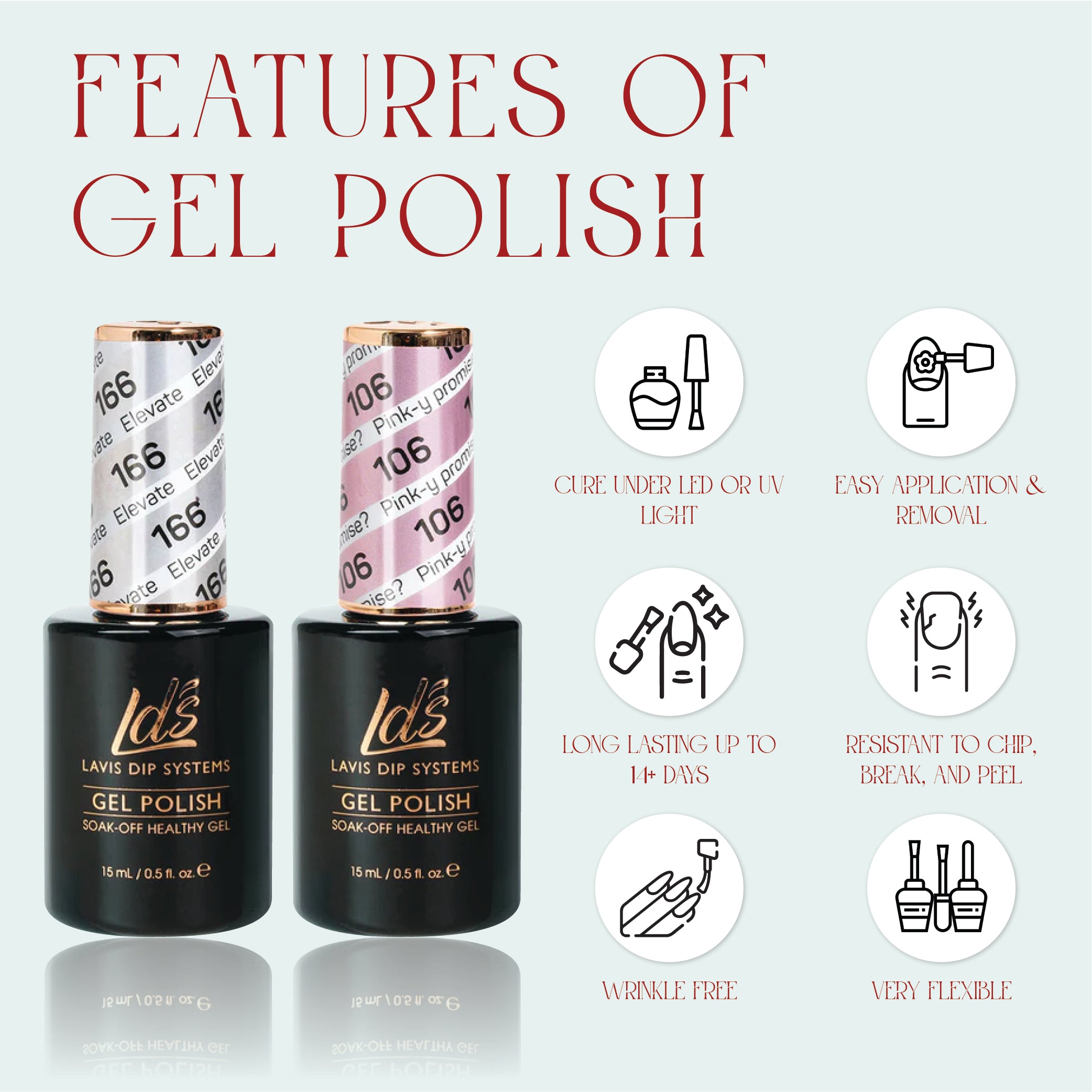 LDS Gel Nail Polish Duo - 052 Neutral, Beige Colors - Honeymoon