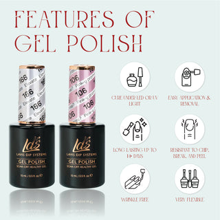 LDS Gel Nail Polish Duo - 046 Black, Glitter Colors - Smoke And Ashes