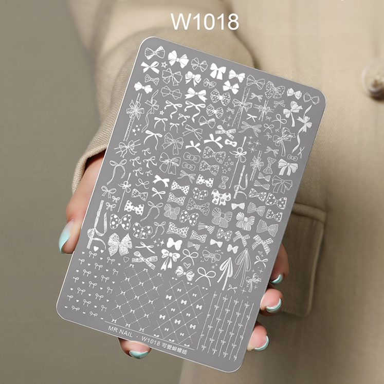 Nail Printing Steel Plate W1018 - Cute bow-knot