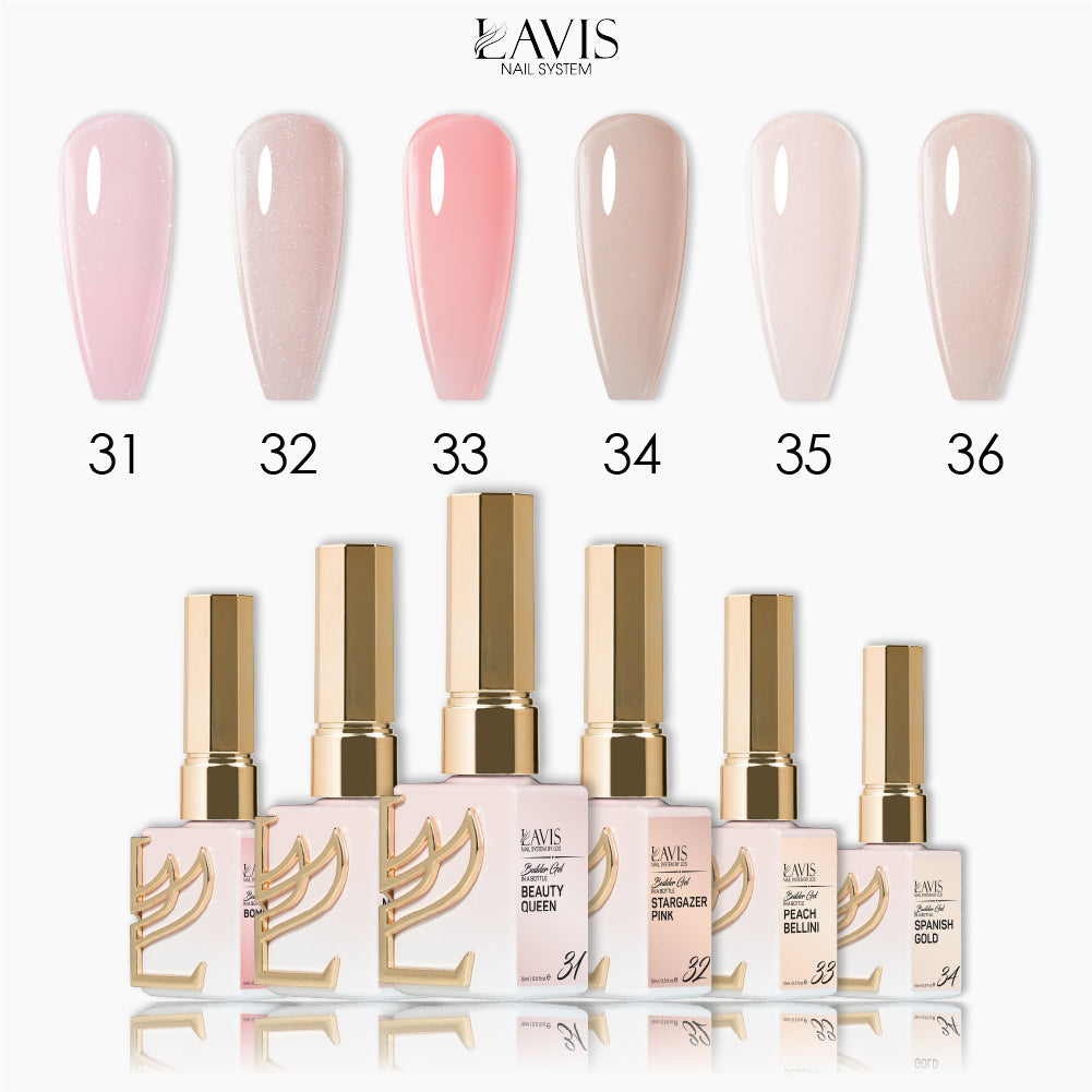  LAVIS Builder Gel In The Bottle - Set 6 Colors (B31 - B36) - Gel Polish 15ml by LAVIS NAILS sold by DTK Nail Supply