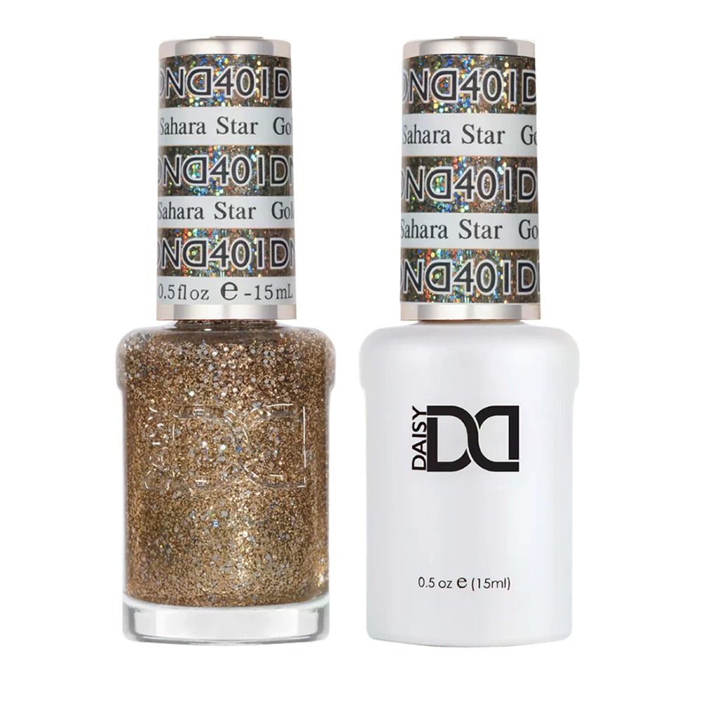 DND Gel Nail Polish Duo - 401 Gold, Golden Sahara Star