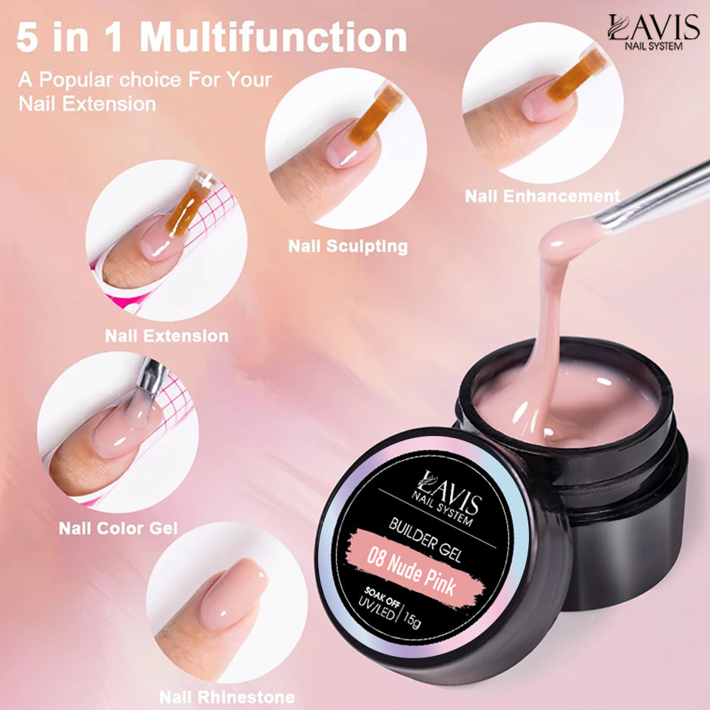 LAVIS J07 - Builder Gel In The Jar 15g - Peach Pink