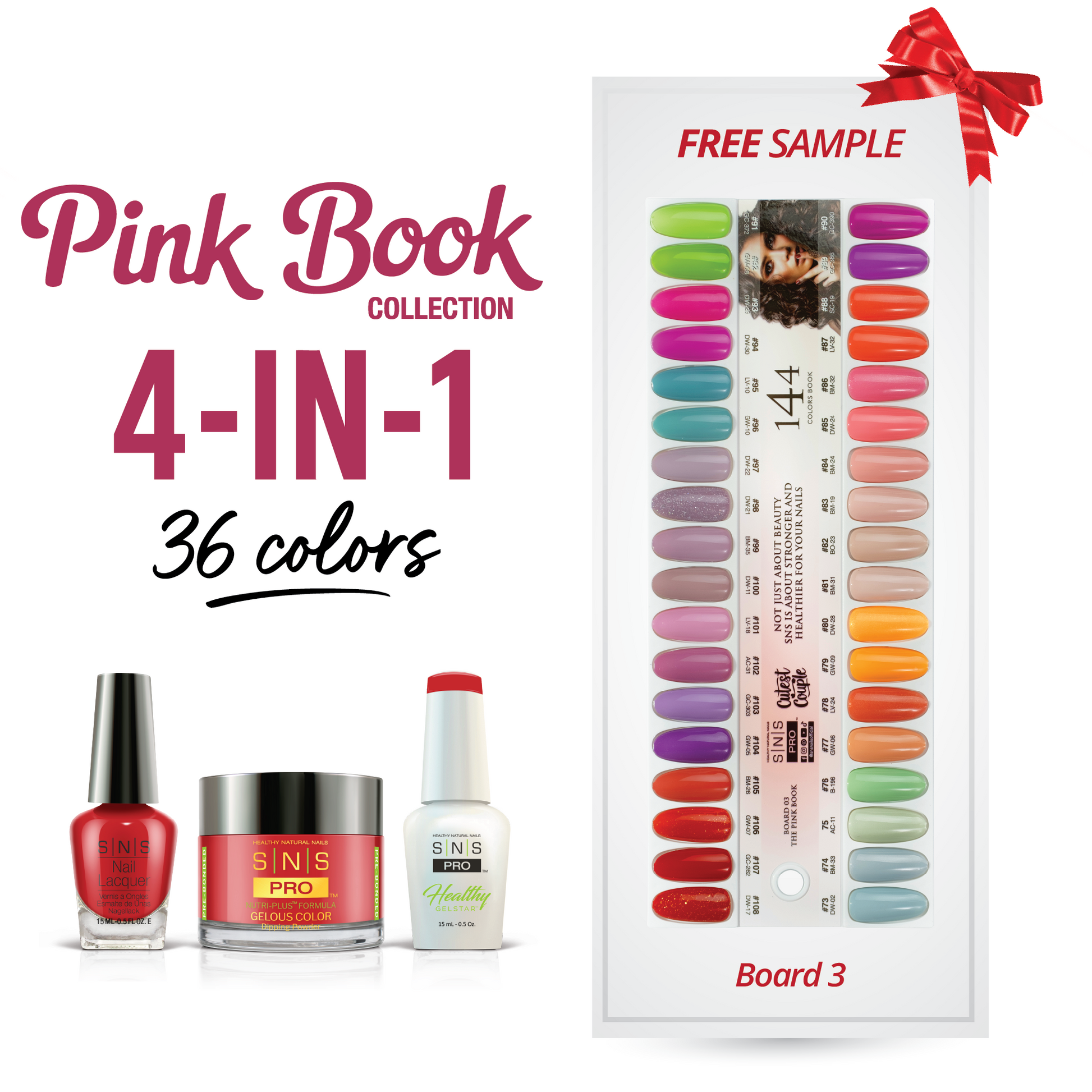 SNS Pro 4 in 1 - Board 3 Pink Collection (073 - 108) - Dip, Gel & Lacquer Matching