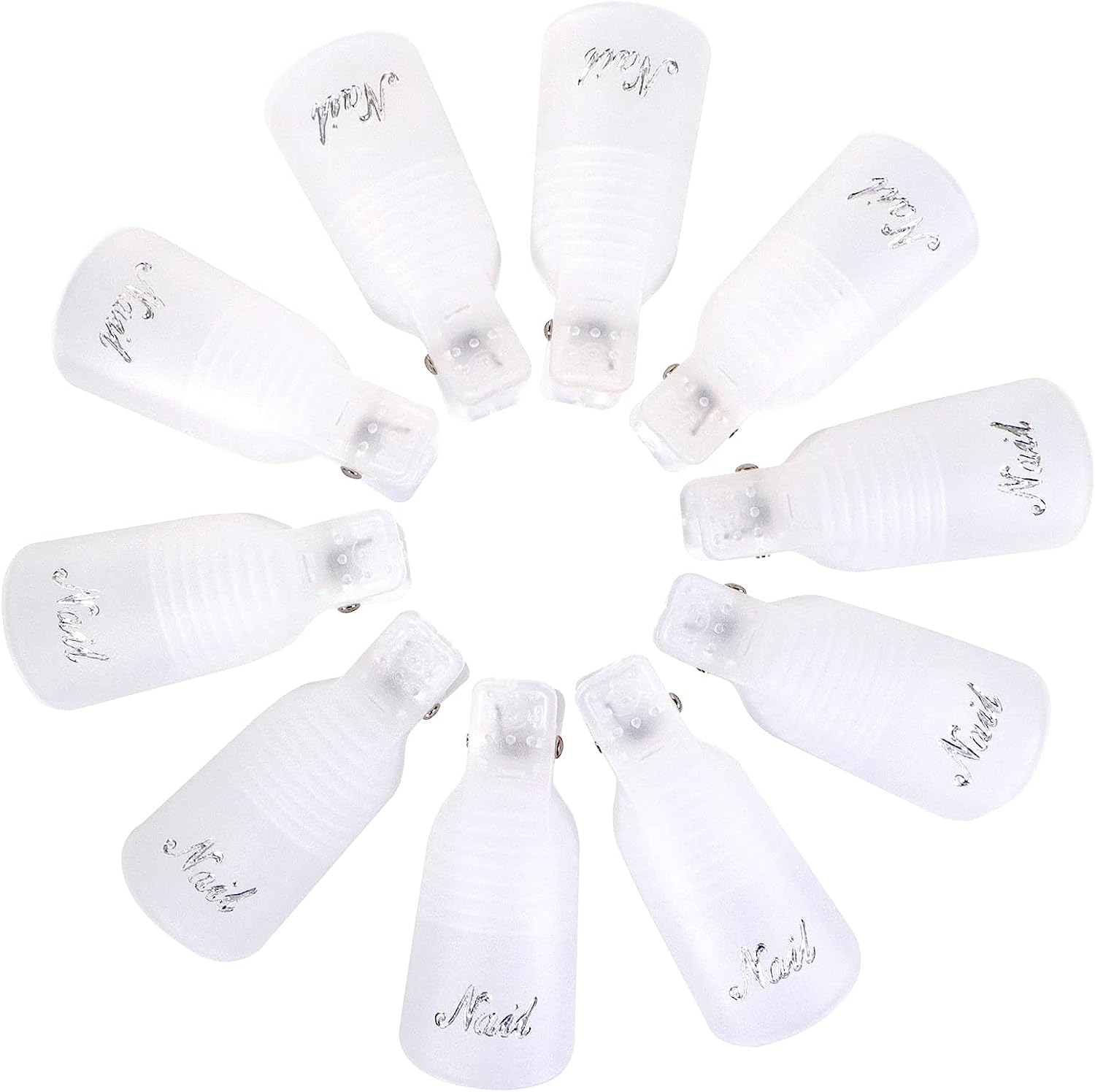 10 PCS Plastic Nail Art Soak Off Cap Clips Permanent Fingers Enamel Remover Cleaner Nail Degreaser Manicure Tools - White