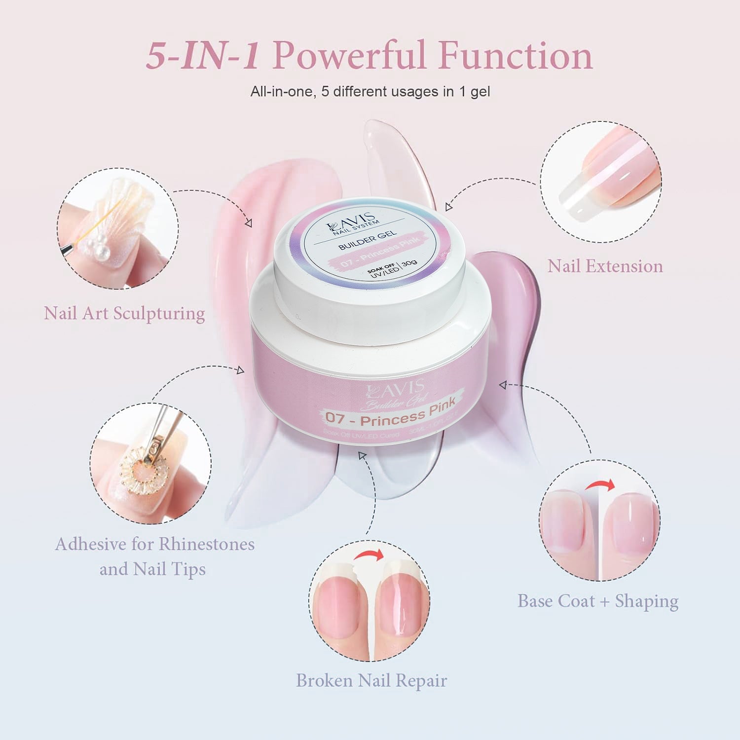 LAVIS Builder Gel In The Jar (ver 2) - 13 Pink Vanilla - 30ml