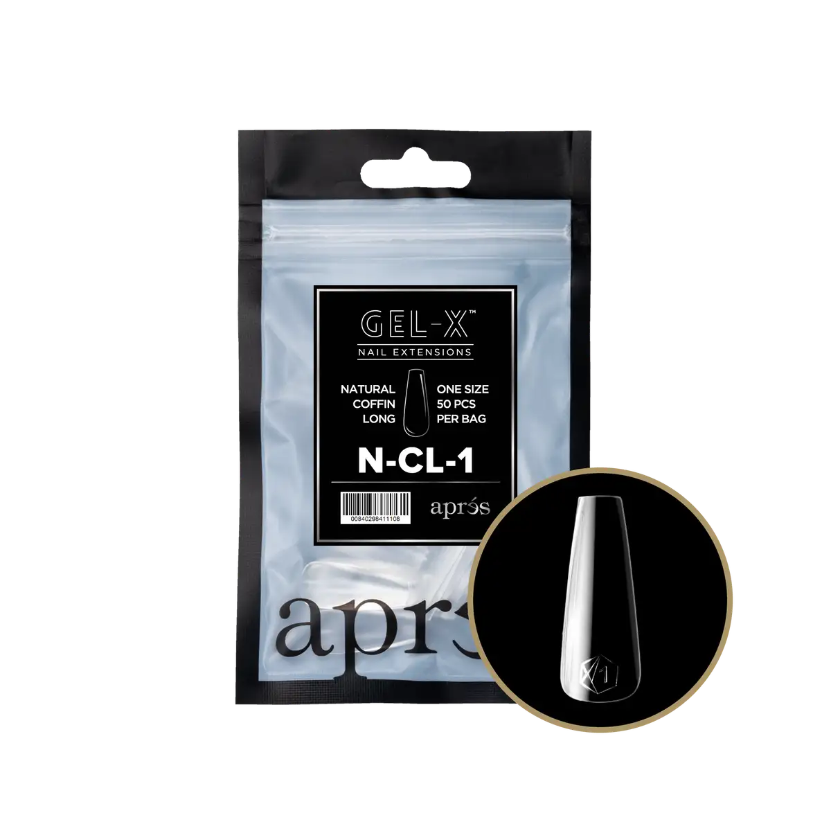 APRES - Gel-X Natural Coffin Long #1 Refill Bag