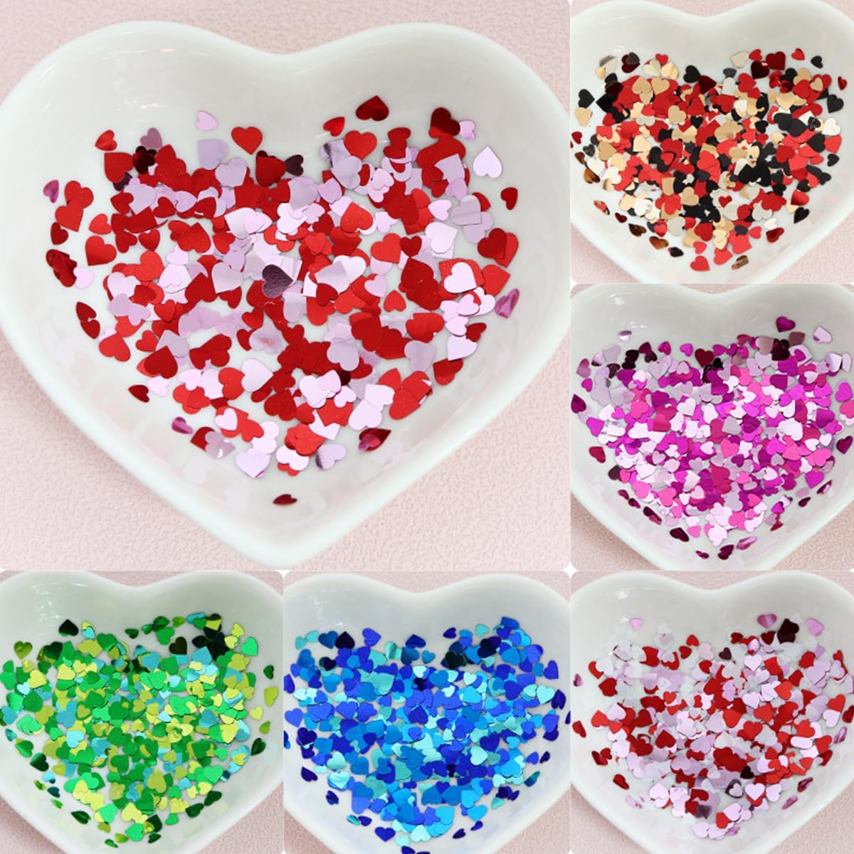 6 Grids of Holographic Sequins - #22 Mixed Hearts