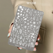 Nail Printing Steel Plate W1008 - Flower Leaves